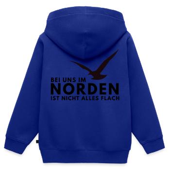 Bei uns im Norden ist nicht alles Flach - Kinder Premium Organic Zip Hoodie - Royalblau - Hinten - AI Model Kid Male (0cm)