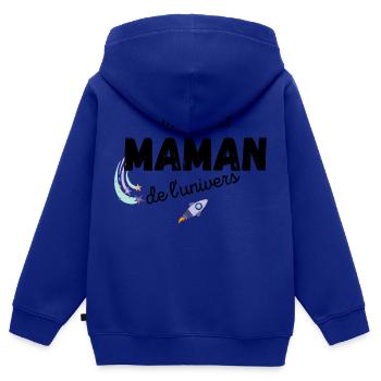 meilleure maman de l'univers cadeau maman - Sweat Premium à capuche zippé enfant bio - bleu roi - Dos - AI Model Kid Male (0cm)