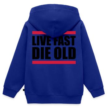 Live Fast Die - Kinder Premium Organic Zip Hoodie - Royalblau - Hinten - AI Model Kid Male (0cm)