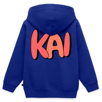 Kai - Kinder Premium Organic Zip Hoodie - Royalblau - Hinten - AI Model Kid Male (0cm)