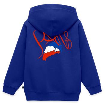 Creative Paris Souvenir - Sweat Premium à capuche zippé enfant bio - bleu roi - Dos - AI Model Kid Male (0cm)
