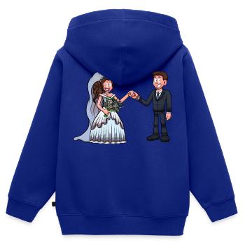 Mariée et marié - Sweat Premium à capuche zippé enfant bio - bleu roi - Dos - AI Model Kid Male (0cm)