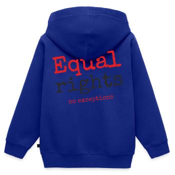 Gleiche Rechte, keine Ausnahmen - Kinder Premium Organic Zip Hoodie - Royalblau - Hinten - AI Model Kid Male (0cm)