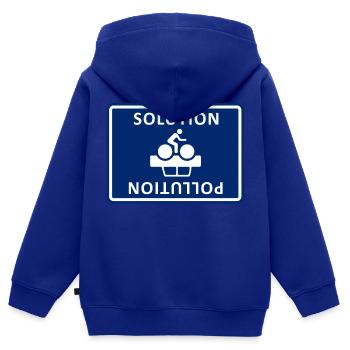 Solution Pollution - Kids Premium Organic Zip-up Hoodie - royal blue - Back - AI Model Kid Male (0cm)