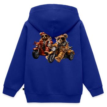 Les excursions à moto sont amusantes - Sweat Premium à capuche zippé enfant bio - bleu roi - Dos - AI Model Kid Male (0cm)