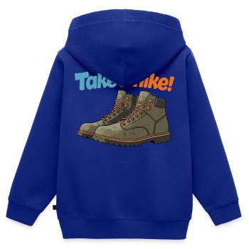 TAKE A HIKE! - Kids Premium Organic Zip-up Hoodie - royal blue - Back - AI Model Kid Male (0cm)