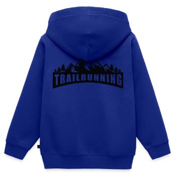 Trail Running Sports - Sweat Premium à capuche zippé enfant bio - bleu roi - Dos - AI Model Kid Male (0cm)