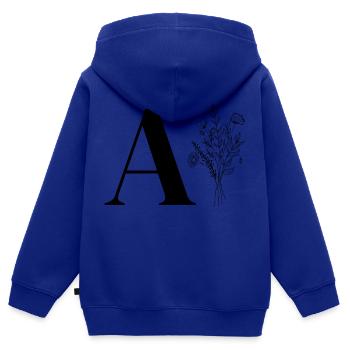 Minimalistische Blumentasche - Kinder Premium Organic Zip Hoodie - Royalblau - Hinten - AI Model Kid Male (0cm)