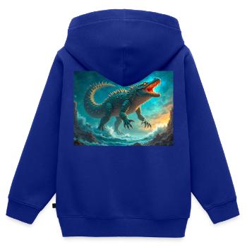 Cipactli, aztekisches Schöpfungsmonster des Urzeitlichen - Kinder Premium Organic Zip Hoodie - Royalblau - Hinten - AI Model Kid Male (0cm)