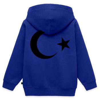 Croissant Étoile - Sweat Premium à capuche zippé enfant bio - bleu roi - Dos - AI Model Kid Male (0cm)