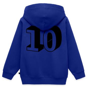 Nummer - 10 - Kinder Premium Organic Zip Hoodie - Royalblau - Hinten - AI Model Kid Male (0cm)