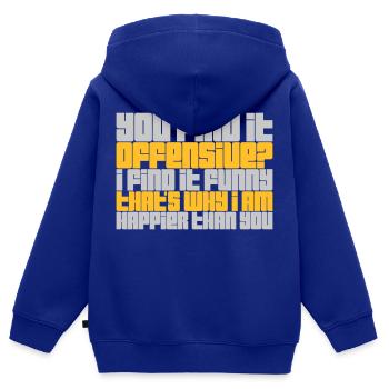 You find it offensive - Kinder Premium Organic Zip Hoodie - Royalblau - Hinten - AI Model Kid Male (0cm)