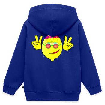 Flower Zitrone - Kinder Premium Organic Zip Hoodie - Royalblau - Hinten - AI Model Kid Male (0cm)