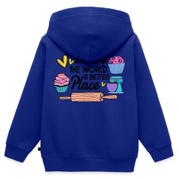 Boulangerie Baker Boulangerie Boulangerie Gâteau de confiserie - Sweat Premium à capuche zippé enfant bio - bleu roi - Dos - AI Model Kid Male (0cm)