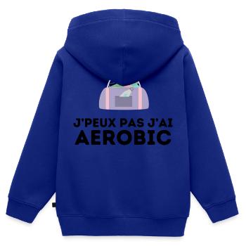 j'peux pas j'ai aerobic tshirt pull humour - Sweat Premium à capuche zippé enfant bio - bleu roi - Dos - AI Model Kid Male (0cm)