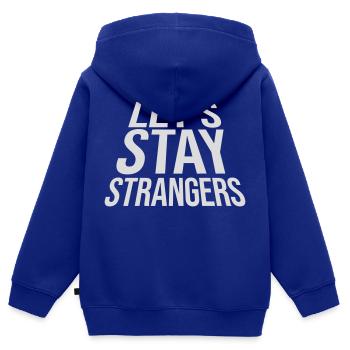 Citation Restons Strangers - Sweat Premium à capuche zippé enfant bio - bleu roi - Dos - AI Model Kid Male (0cm)