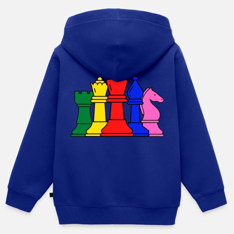 Pièces d’échecs - Sweat Premium à capuche zippé enfant bio - bleu roi
