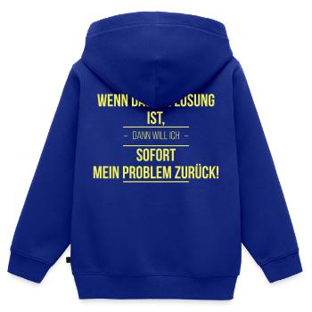 Wenn das die Lösung ist - Sprüche - Kinder Premium Organic Zip Hoodie - Royalblau - Hinten - AI Model Kid Male (0cm)