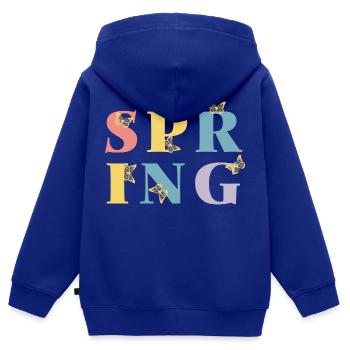 Enfin le printemps ! - Sweat Premium à capuche zippé enfant bio - bleu roi - Dos - AI Model Kid Male (0cm)