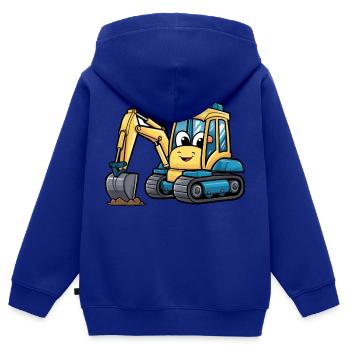 Les pelles pour enfants - les petits constructeurs - Sweat Premium à capuche zippé enfant bio - bleu roi - Dos - AI Model Kid Male (0cm)