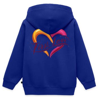 ERSTE LIEBE - Kinder Premium Organic Zip Hoodie - Royalblau - Hinten - AI Model Kid Male (0cm)