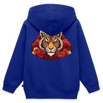 Tiger with Background - Kinder Premium Organic Zip Hoodie - Royalblau - Hinten - AI Model Kid Male (0cm)