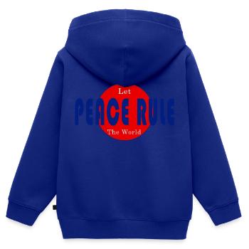 Möge Frieden über die Welt herrschen - Kinder Premium Organic Zip Hoodie - Royalblau - Hinten - AI Model Kid Male (0cm)
