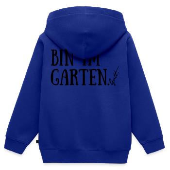 Bin im Garten. Gott. - Kinder Premium Organic Zip Hoodie - Royalblau - Hinten - AI Model Kid Male (0cm)
