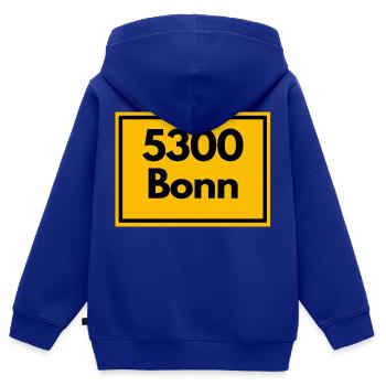 Town sign - then retro old zip code 5300 BONN - Kids Premium Organic Zip-up Hoodie - royal blue - Back - AI Model Kid Male (0cm)