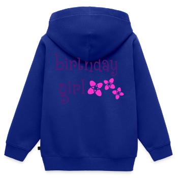 "Birthday Girl" - Kinder Premium Organic Zip Hoodie - Royalblau - Hinten - AI Model Kid Male (0cm)