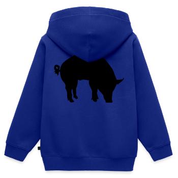 pig - Kinder Premium Organic Zip Hoodie - Royalblau - Hinten - AI Model Kid Male (0cm)