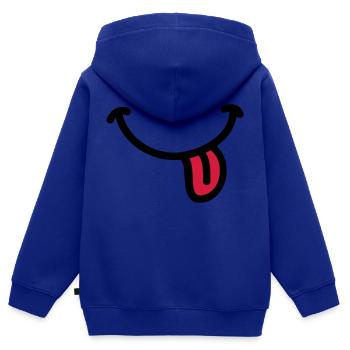 Smiley Grinsen Zunge - Kinder Premium Organic Zip Hoodie - Royalblau - Hinten - AI Model Kid Male (0cm)