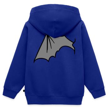 batwing_left_grey - Sweat Premium à capuche zippé enfant bio - bleu roi - Dos - AI Model Kid Male (0cm)