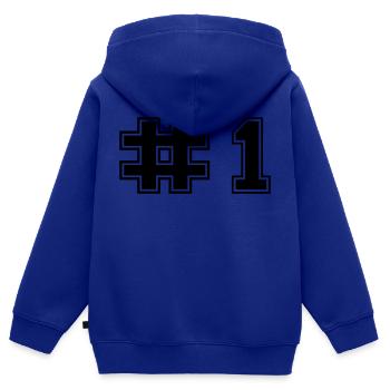 Maman du numéro un - Sweat Premium à capuche zippé enfant bio - bleu roi - Dos - AI Model Kid Male (0cm)