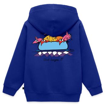 Tout baigne !! - Sweat Premium à capuche zippé enfant bio - bleu roi - Dos - AI Model Kid Male (0cm)