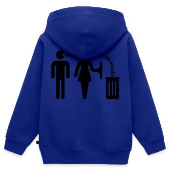 Bla bla bla (m / petit) - Sweat Premium à capuche zippé enfant bio - bleu roi - Dos - AI Model Kid Male (0cm)
