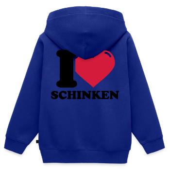 I love Schinken - Kinder Premium Organic Zip Hoodie - Royalblau - Hinten - AI Model Kid Male (0cm)