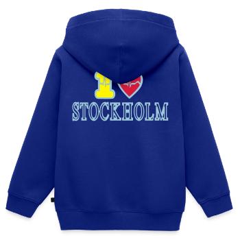 STOCKHOLM - Kinder Premium Organic Zip Hoodie - Royalblau - Hinten - AI Model Kid Male (0cm)