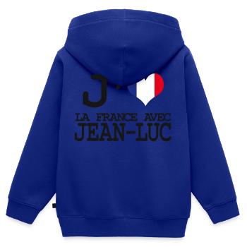 Ich liebe Frankreich mit Jean Luc - Kinder Premium Organic Zip Hoodie - Royalblau - Hinten - AI Model Kid Male (0cm)