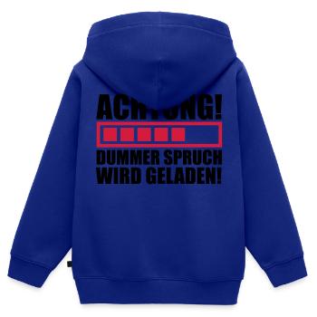 achtung_dummer_spruch_wird_geladen_f2 - Sweat Premium à capuche zippé enfant bio - bleu roi - Dos - AI Model Kid Male (0cm)
