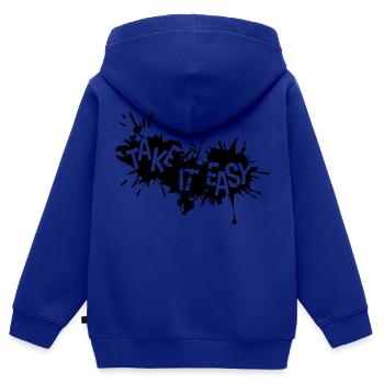 gouttes de peinture graffiti blob splash prendre journal - Sweat Premium à capuche zippé enfant bio - bleu roi - Dos - AI Model Kid Male (0cm)