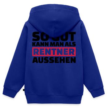 Rentner - Kinder Premium Organic Zip Hoodie - Royalblau - Hinten - AI Model Kid Male (0cm)