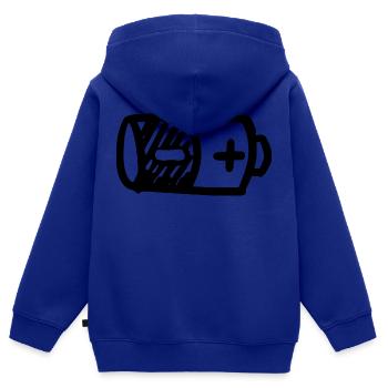 T-Shirt Elektrische Batterie Batterie Wissenschaft - Kinder Premium Organic Zip Hoodie - Royalblau - Hinten - AI Model Kid Male (0cm)