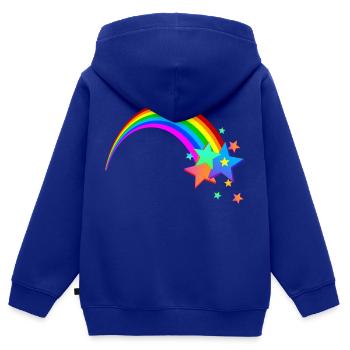 Regenbogen Sternschnuppe - Kinder Premium Organic Zip Hoodie - Royalblau - Hinten - AI Model Kid Male (0cm)