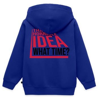 C’est une idée horrible - Sweat Premium à capuche zippé enfant bio - bleu roi - Dos - AI Model Kid Male (0cm)