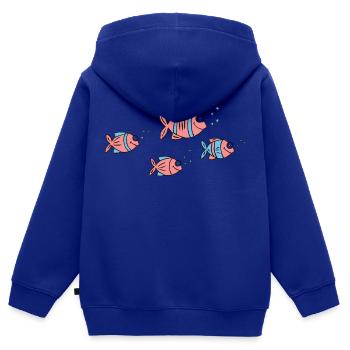 Poisson Cichlide Eau Mer Graffiti Dessin - Sweat Premium à capuche zippé enfant bio - bleu roi - Dos - AI Model Kid Male (0cm)