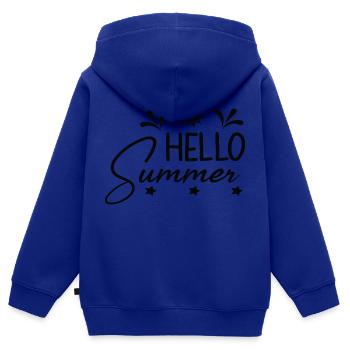 Hello Summer - Kinder Premium Organic Zip Hoodie - Royalblau - Hinten - AI Model Kid Male (0cm)