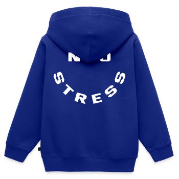 Pas de stress - Sweat Premium à capuche zippé enfant bio - bleu roi - Dos - AI Model Kid Male (0cm)