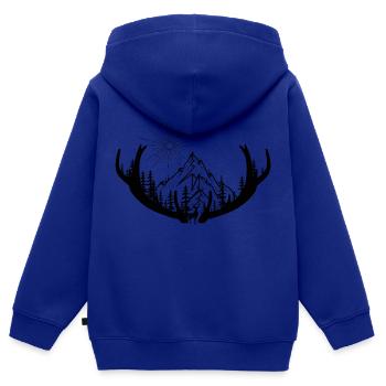 Ein Hirschgeweih trägt die Last der Natur - Kinder Premium Organic Zip Hoodie - Royalblau - Hinten - AI Model Kid Male (0cm)