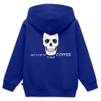 Kaffee Koffein Totenkopf - Kinder Premium Organic Zip Hoodie - Royalblau - Hinten - AI Model Kid Male (0cm)